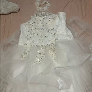 Elegant White Dress with Floral Embellishments